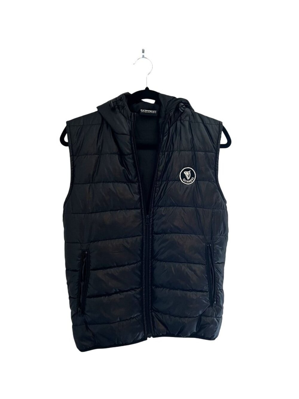 Guinness Official Merchandise Black Puffer Vest Size S Lightweight & Insulated